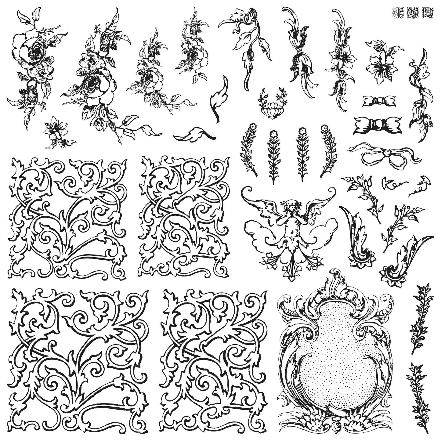 Alphabellies 12 X 12 IOD stamp - by Iron Orchid Designs