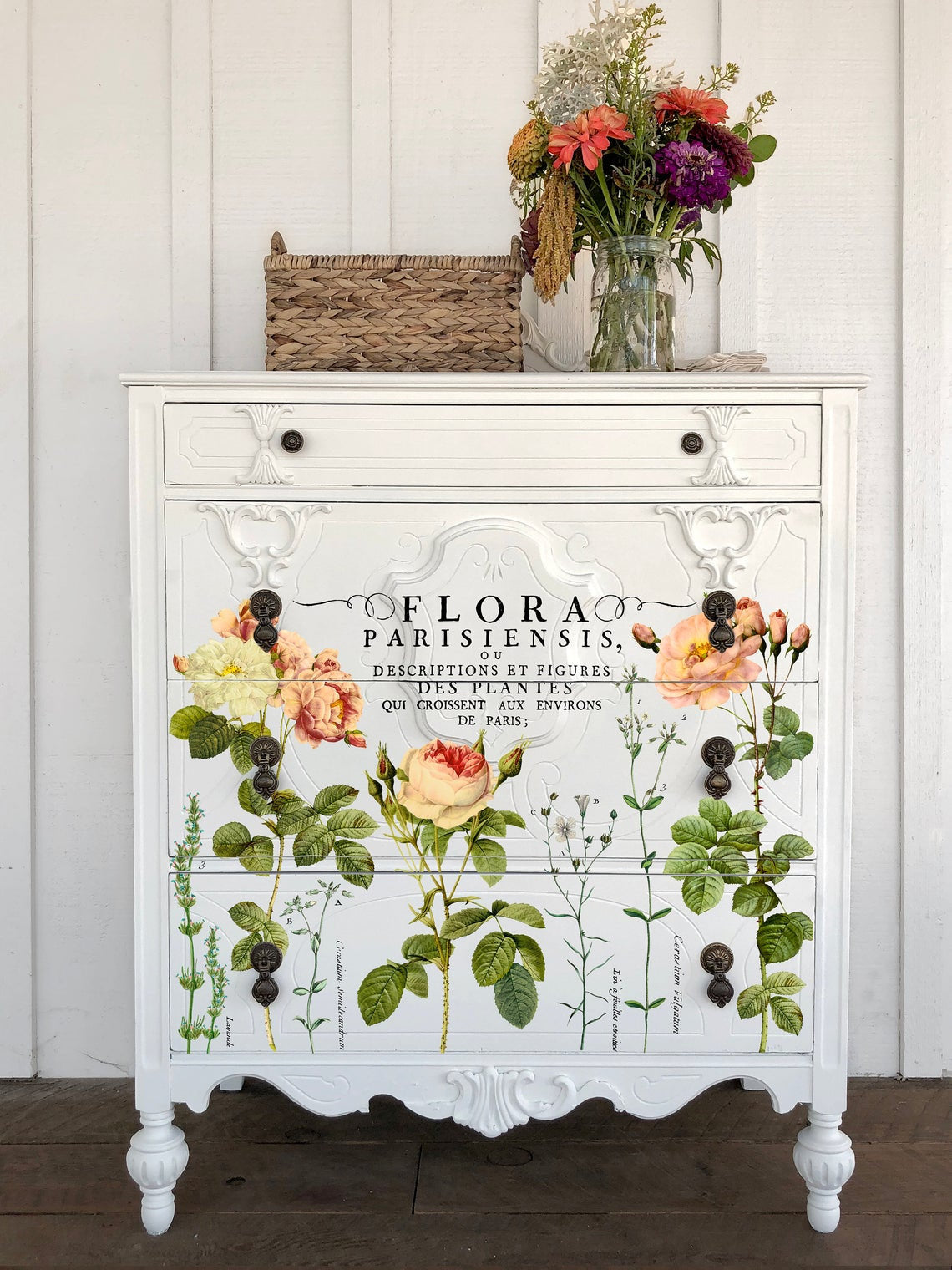 Flora Parisiensis IOD Transfer Pad with (4) 12 X 16 Sheets by Iron Orchid Designs Rub-On Furniture Transfer Decal
