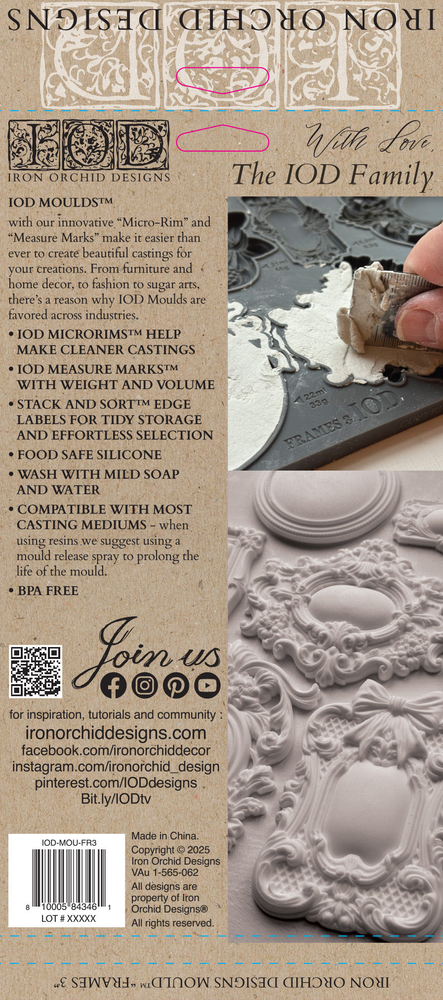 Frames 3 IOD décor mould 6 x 10 - by Iron Orchid Designs - New Release