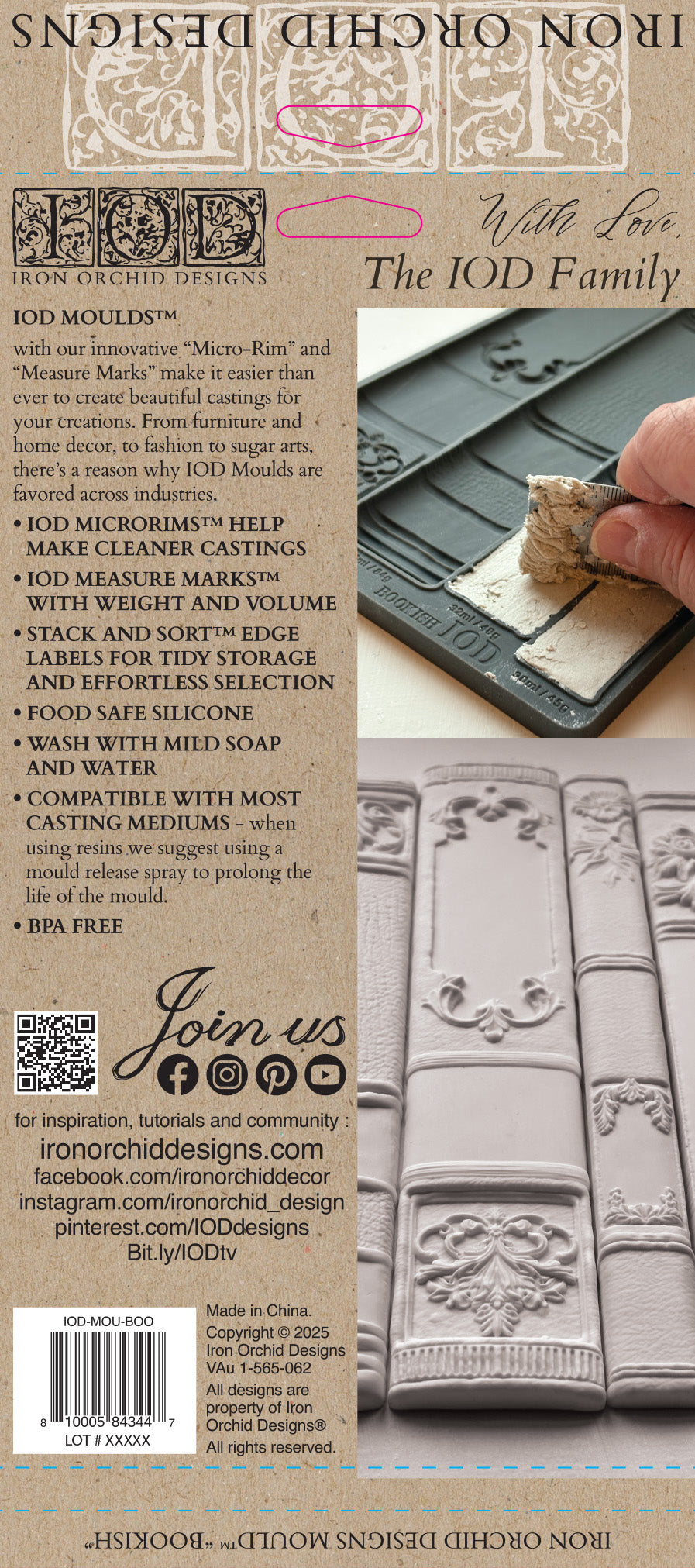Bookish IOD décor mould 6 x 10 - by Iron Orchid Designs - New Release