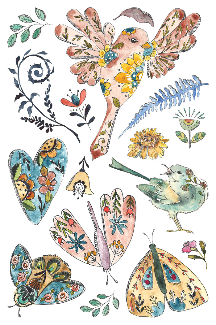 Fern Fables IOD Transfer Pad with (8) 8 x 12 Sheets by Iron Orchid Designs Rub-On Furniture Transfer Decal - New Release
