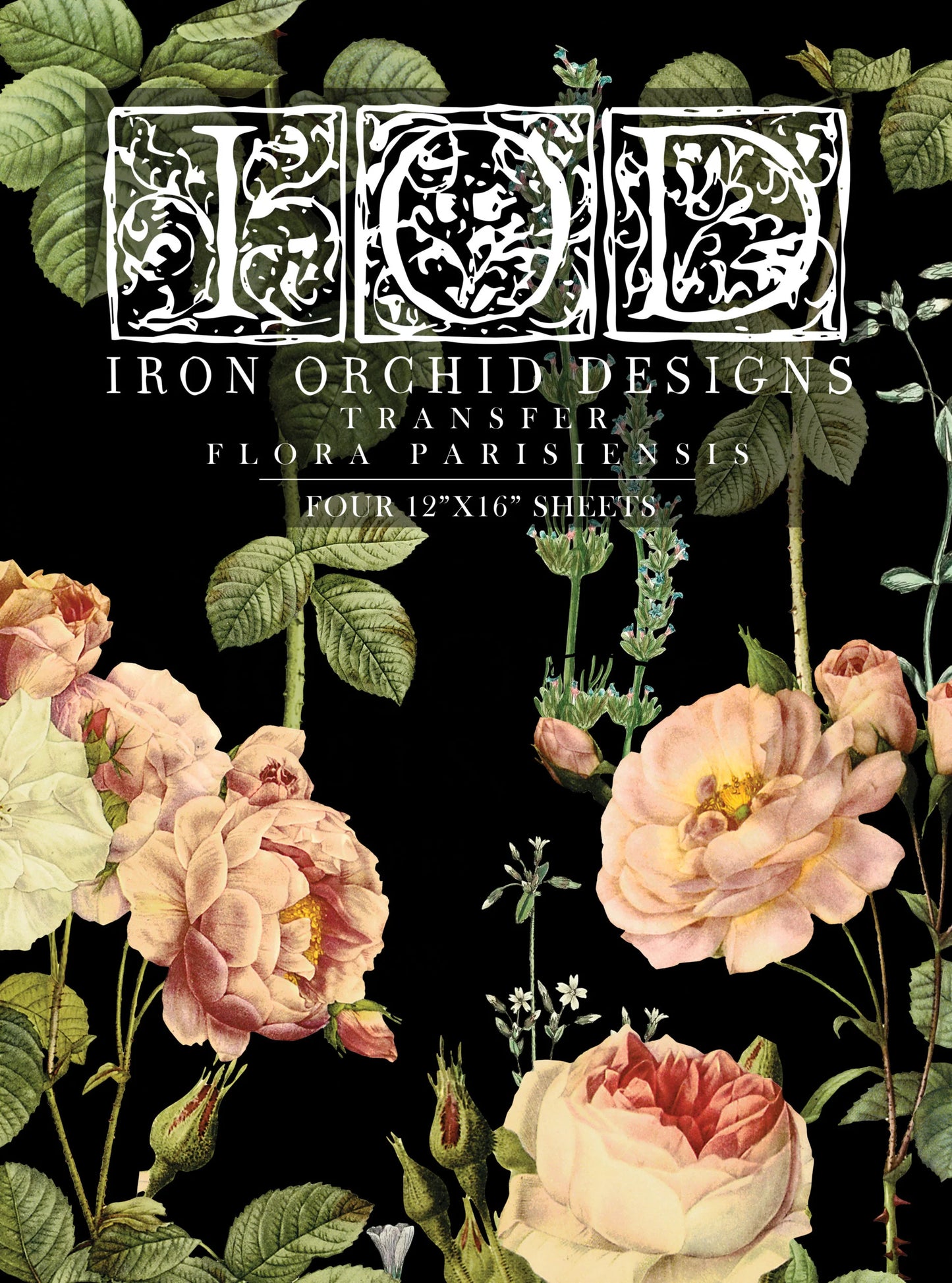 Flora Parisiensis IOD Transfer Pad with (4) 12 X 16 Sheets by Iron Orchid Designs Rub-On Furniture Transfer Decal