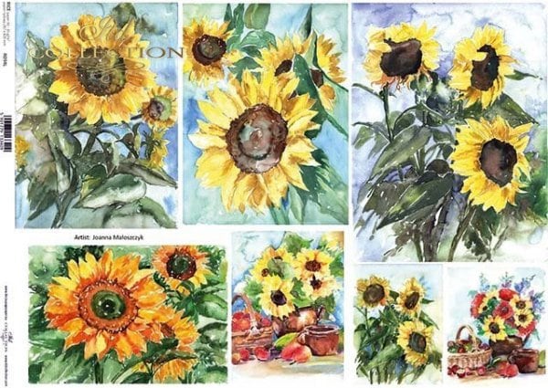 Sunflorwers ITD Decoupage Rice Paper | Size A3 | 16.5inch x 11.7inch| R0094L