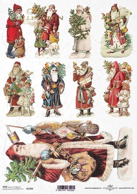 Vintage Santas ITD Decoupage Rice Paper | Size A4 | 8.27x11.7 in | R1300