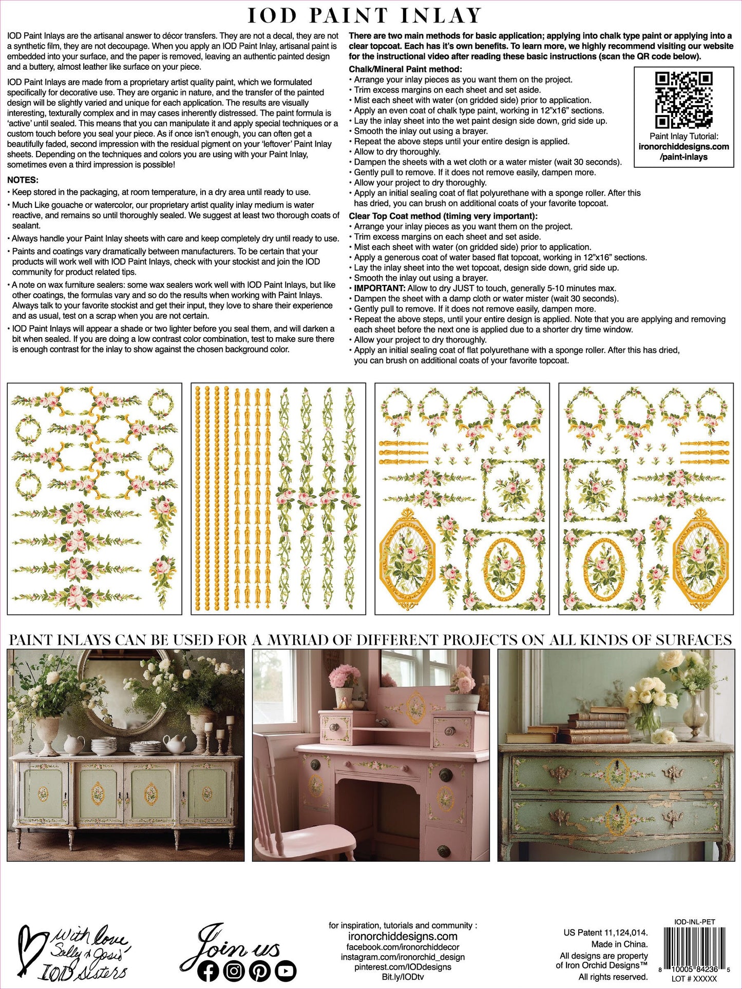 Petite Fleur Pink IOD Paint Inlay by Iron Orchid Design (4) 12 X 16 Sheets - Limited Release