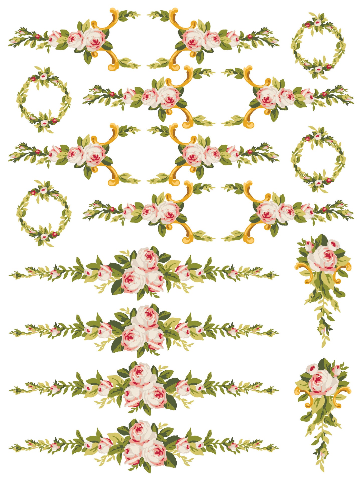 Petite Fleur Pink IOD Paint Inlay by Iron Orchid Design (4) 12 X 16 Sheets - Limited Release
