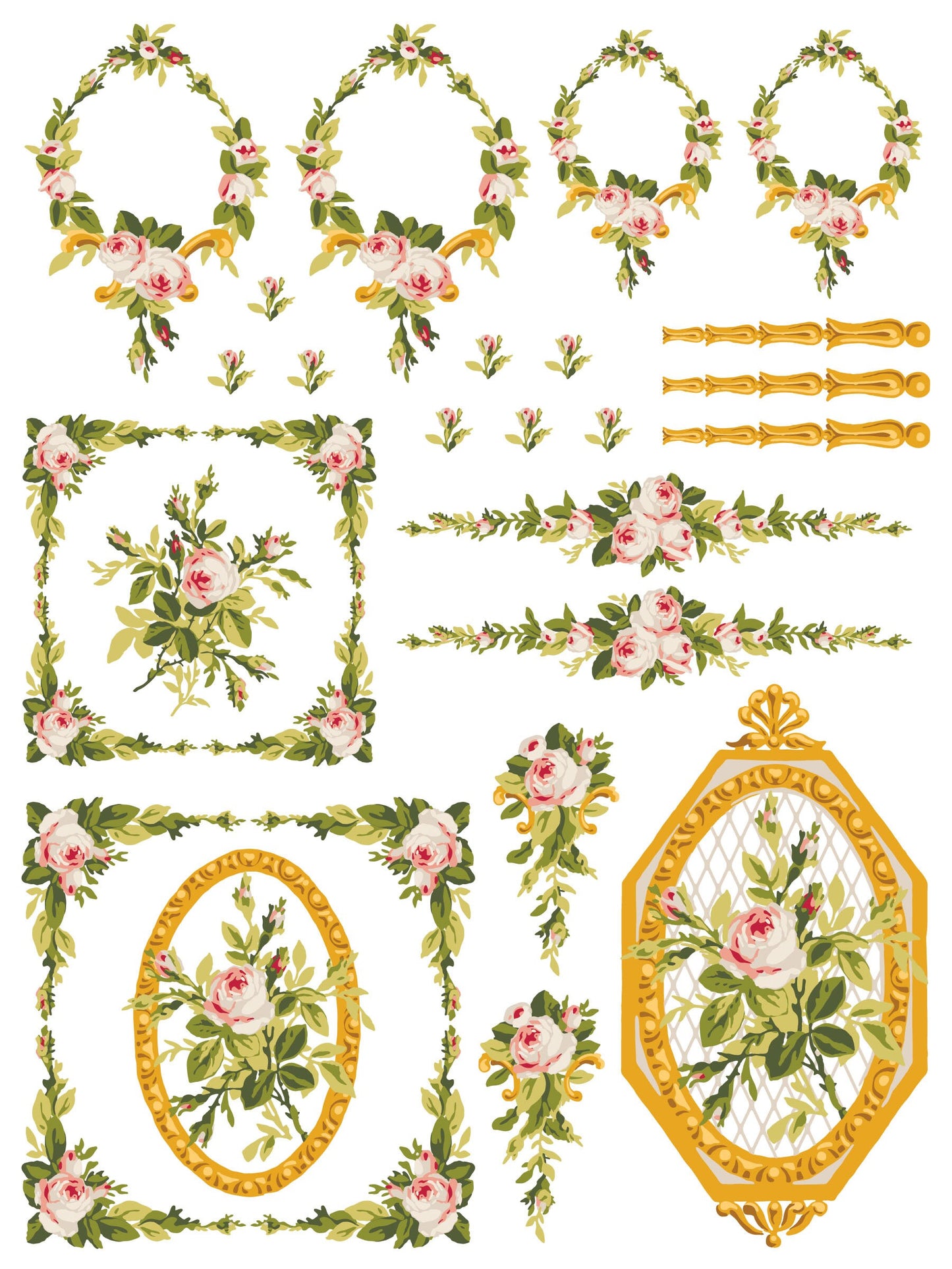 Petite Fleur Pink IOD Paint Inlay by Iron Orchid Design (4) 12 X 16 Sheets - Limited Release