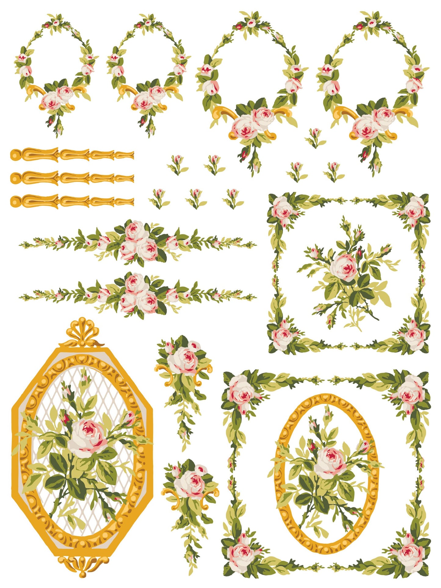 Petite Fleur Pink IOD Paint Inlay by Iron Orchid Design (4) 12 X 16 Sheets - Limited Release