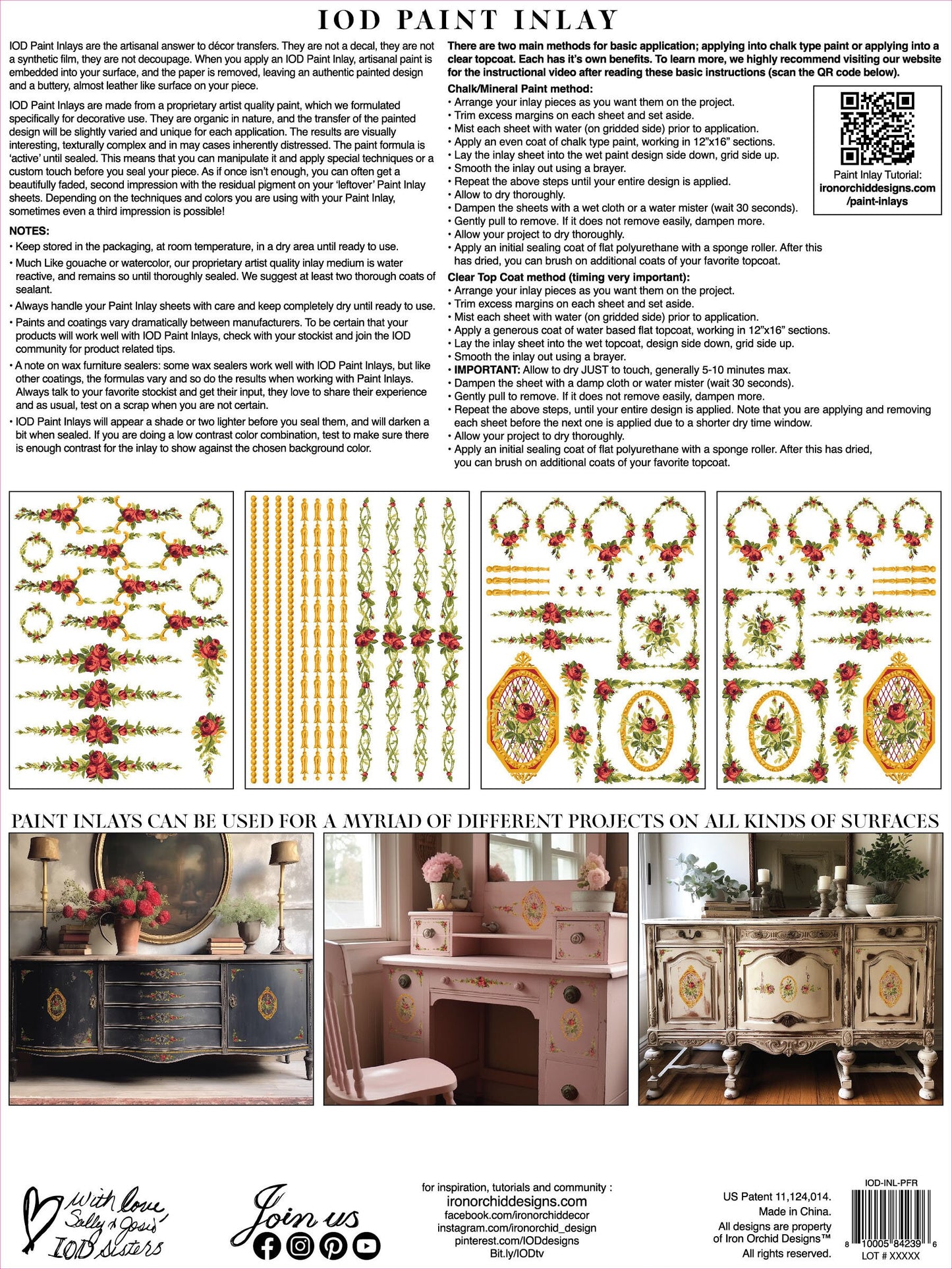 Petite Fleur Red IOD Paint Inlay by Iron Orchid Design (4) 12 X 16 Sheets - Limited Release