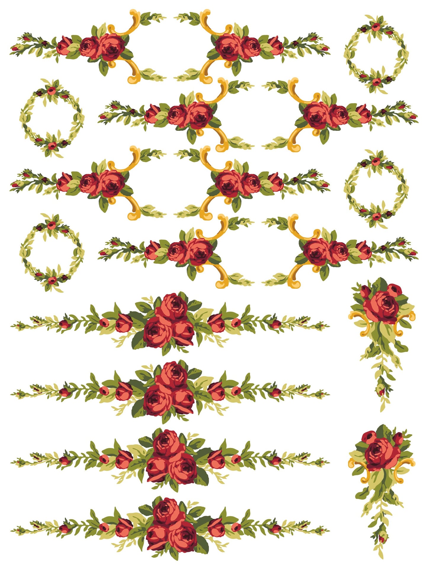 Petite Fleur Red IOD Paint Inlay by Iron Orchid Design (4) 12 X 16 Sheets - Limited Release