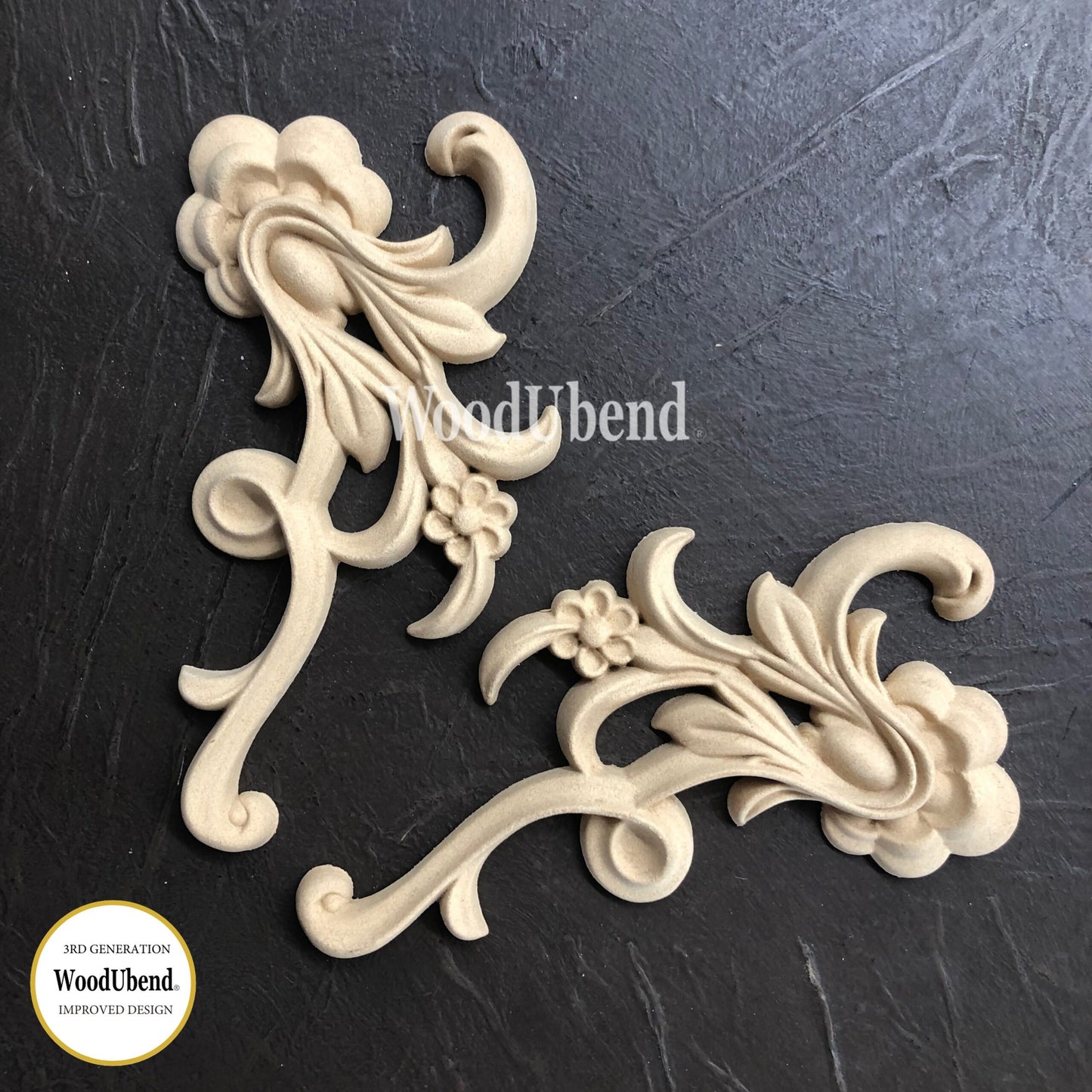 WoodUBend Set Of Decorative Floral Scrolls WUB1388-9 (6.29×3.14in)