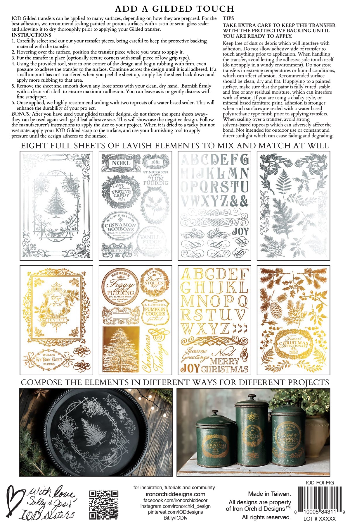 Figgy & Flourish IOD Foil Transfer Pad (8) 8 x 12 Sheets by Iron Orchid Designs Rub-On Furniture Transfer Decal 2025 Limited Holiday Release