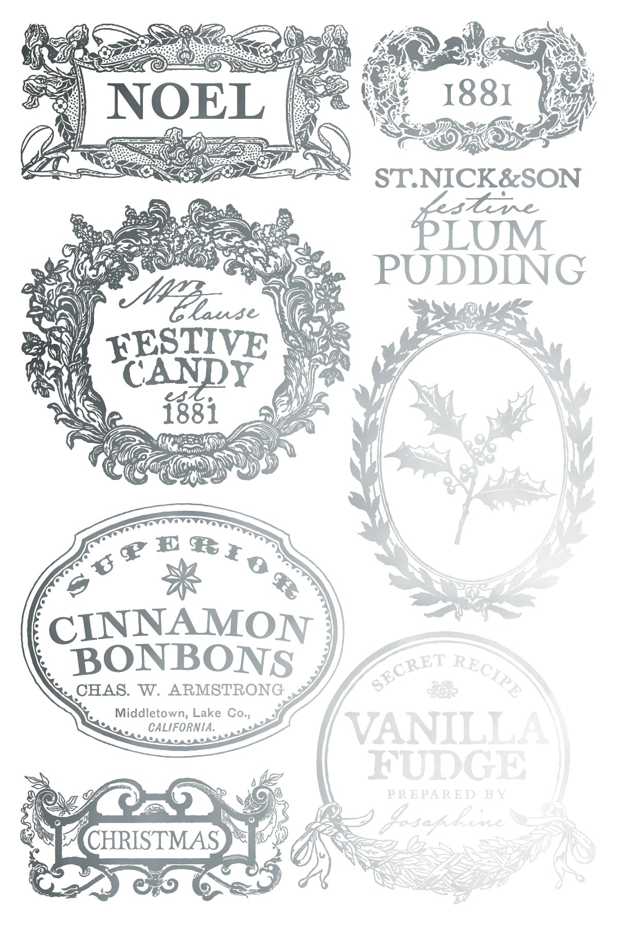 Figgy & Flourish IOD Foil Transfer Pad (8) 8 x 12 Sheets by Iron Orchid Designs Rub-On Furniture Transfer Decal 2025 Limited Holiday Release