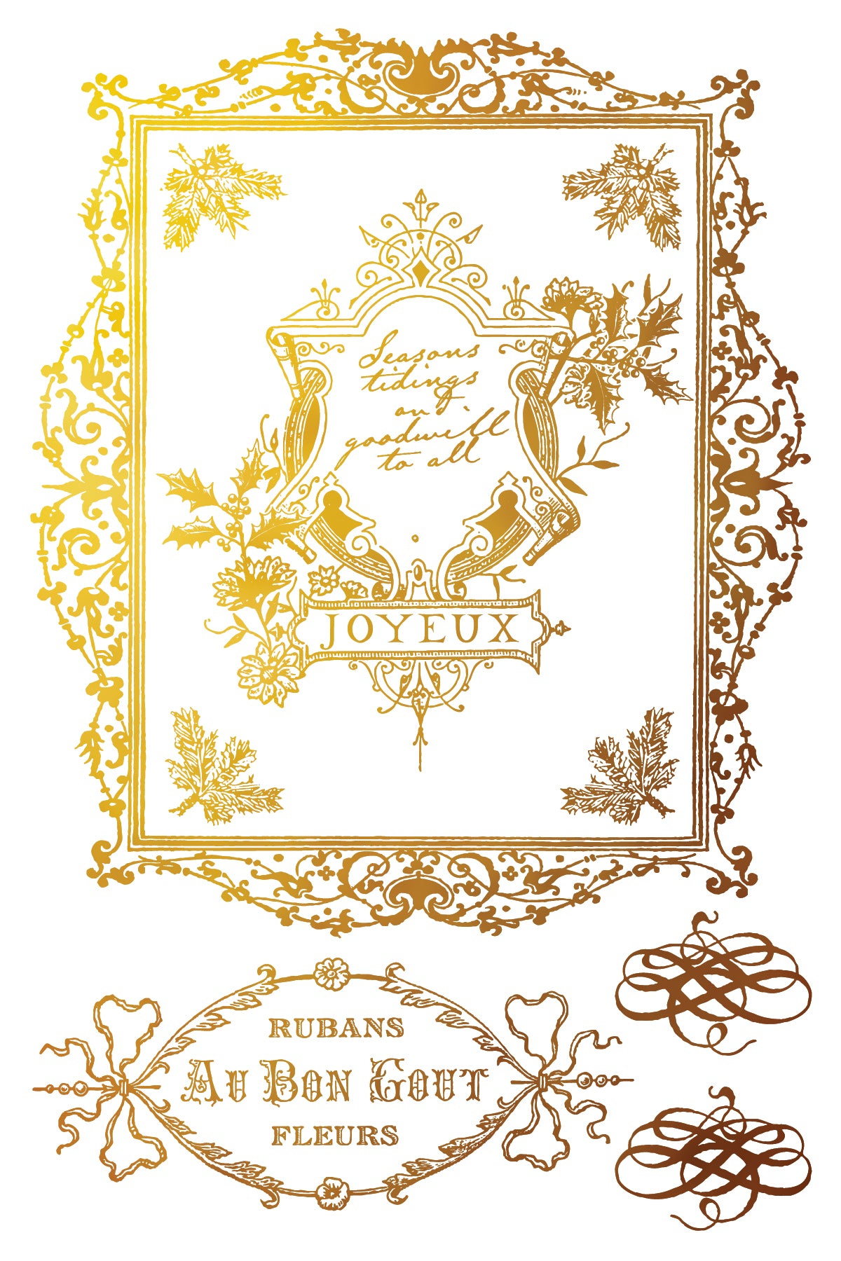 Figgy & Flourish IOD Foil Transfer Pad (8) 8 x 12 Sheets by Iron Orchid Designs Rub-On Furniture Transfer Decal 2025 Limited Holiday Release