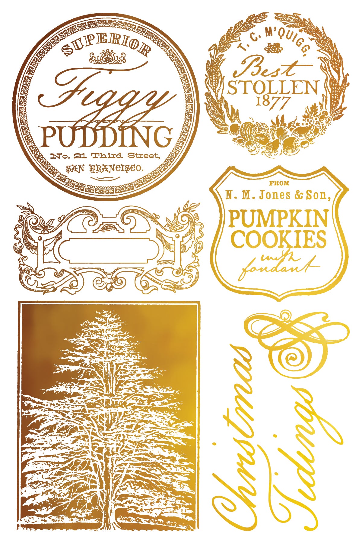 Figgy & Flourish IOD Foil Transfer Pad (8) 8 x 12 Sheets by Iron Orchid Designs Rub-On Furniture Transfer Decal 2025 Limited Holiday Release