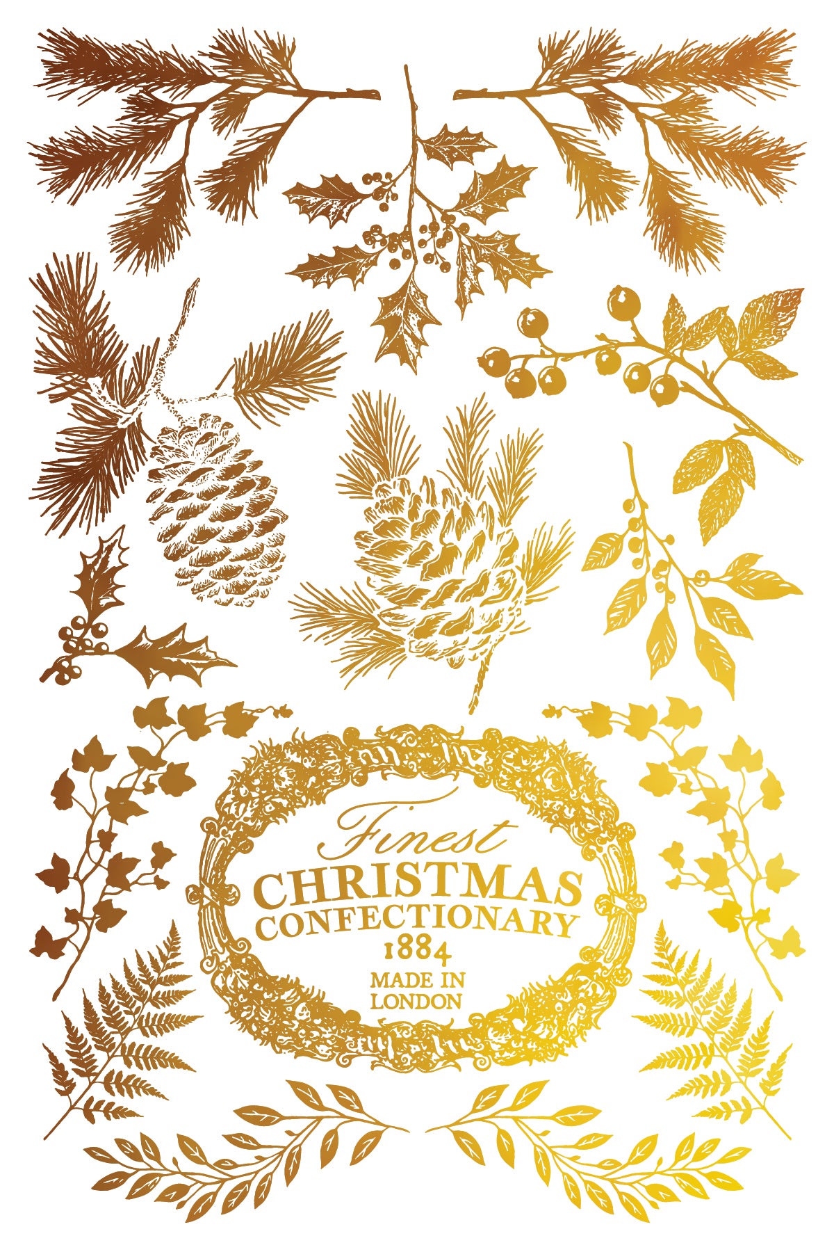 Figgy & Flourish IOD Foil Transfer Pad (8) 8 x 12 Sheets by Iron Orchid Designs Rub-On Furniture Transfer Decal 2025 Limited Holiday Release