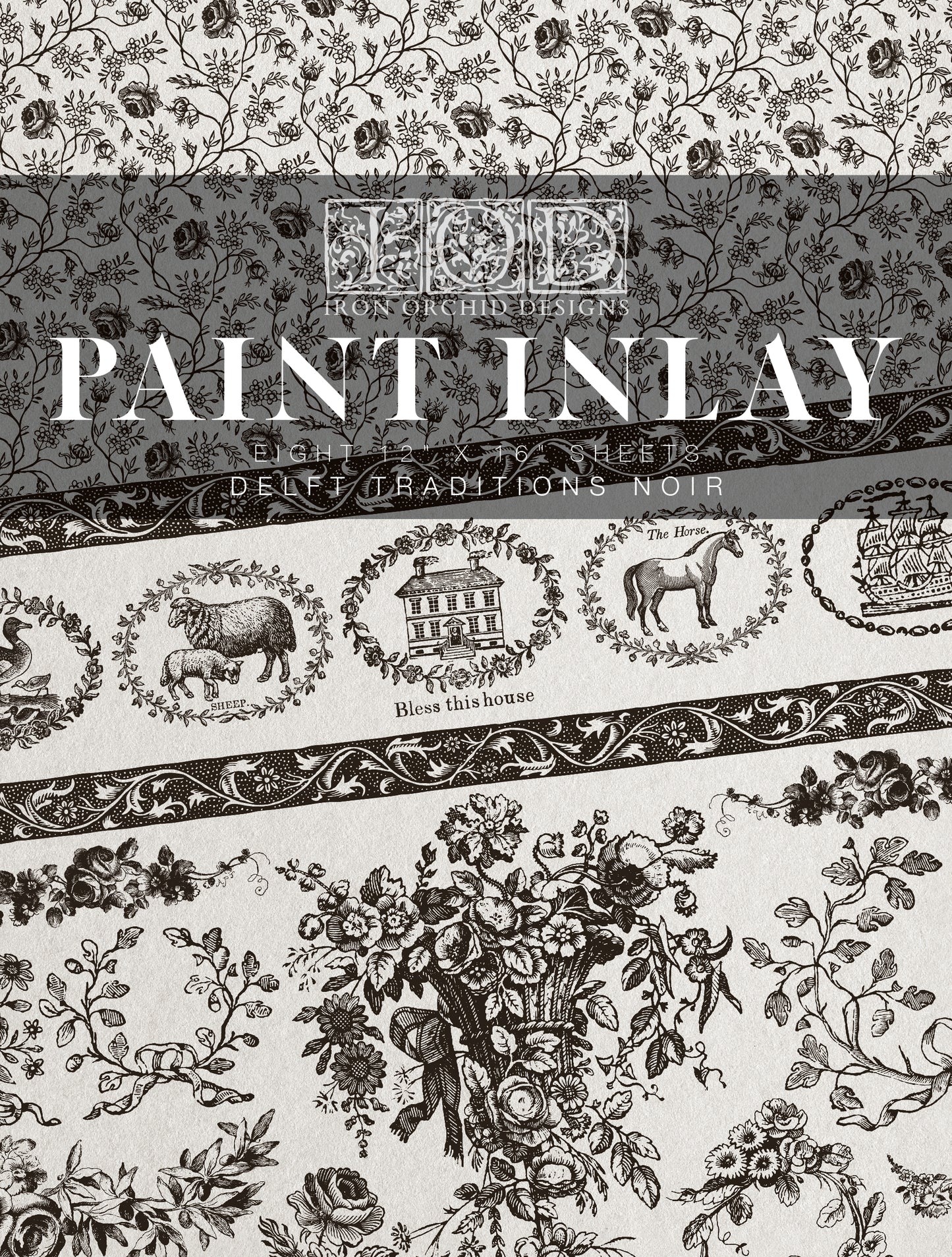 Delft Traditions Noir IOD Paint Inlay by Iron Orchid Design - Limited Release