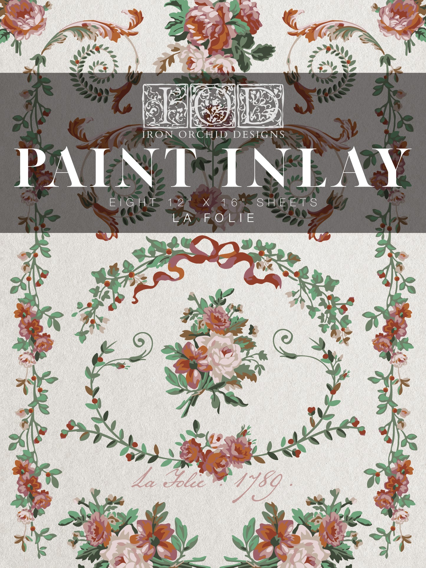 La Folie IOD Paint Inlay by Iron Orchid Design (8) 12 X 16 Sheets - 2025 Limited Holiday Release