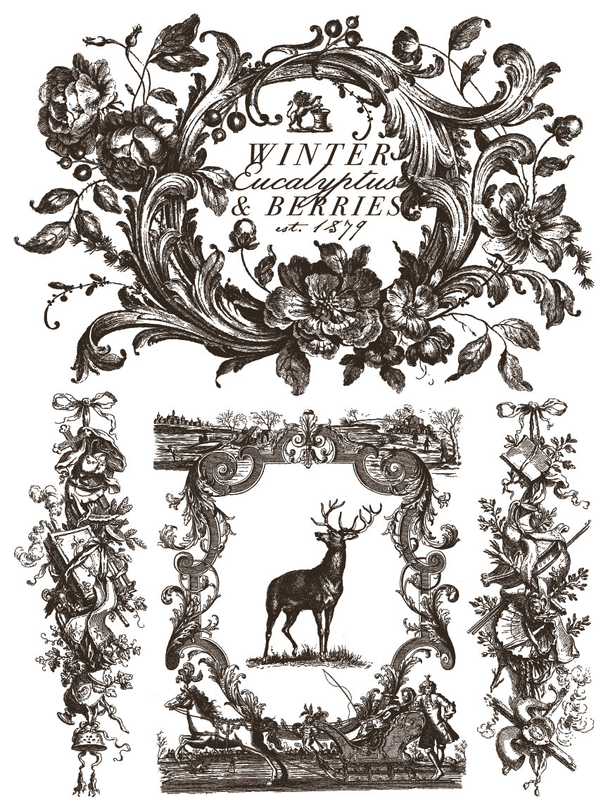 Twelfth Night IOD Paint Inlay by Iron Orchid Design (8) 12 X 16 Sheets - 2025 Limited Holiday Release