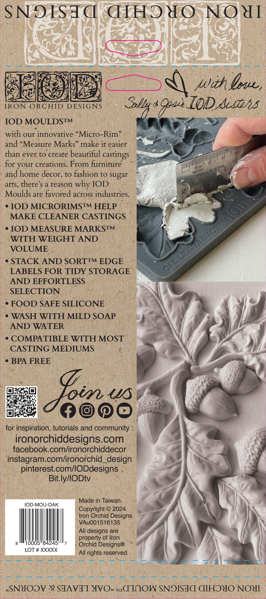 Oak Leaves & Acorns Mould IOD décor mould 6 x 10 - by Iron Orchid Designs