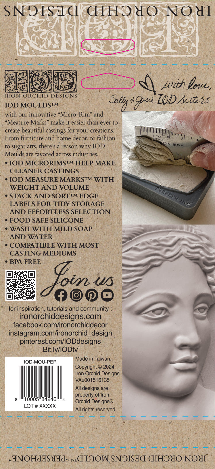 Persephone Mould IOD décor mould 5 x 7 - by Iron Orchid Designs