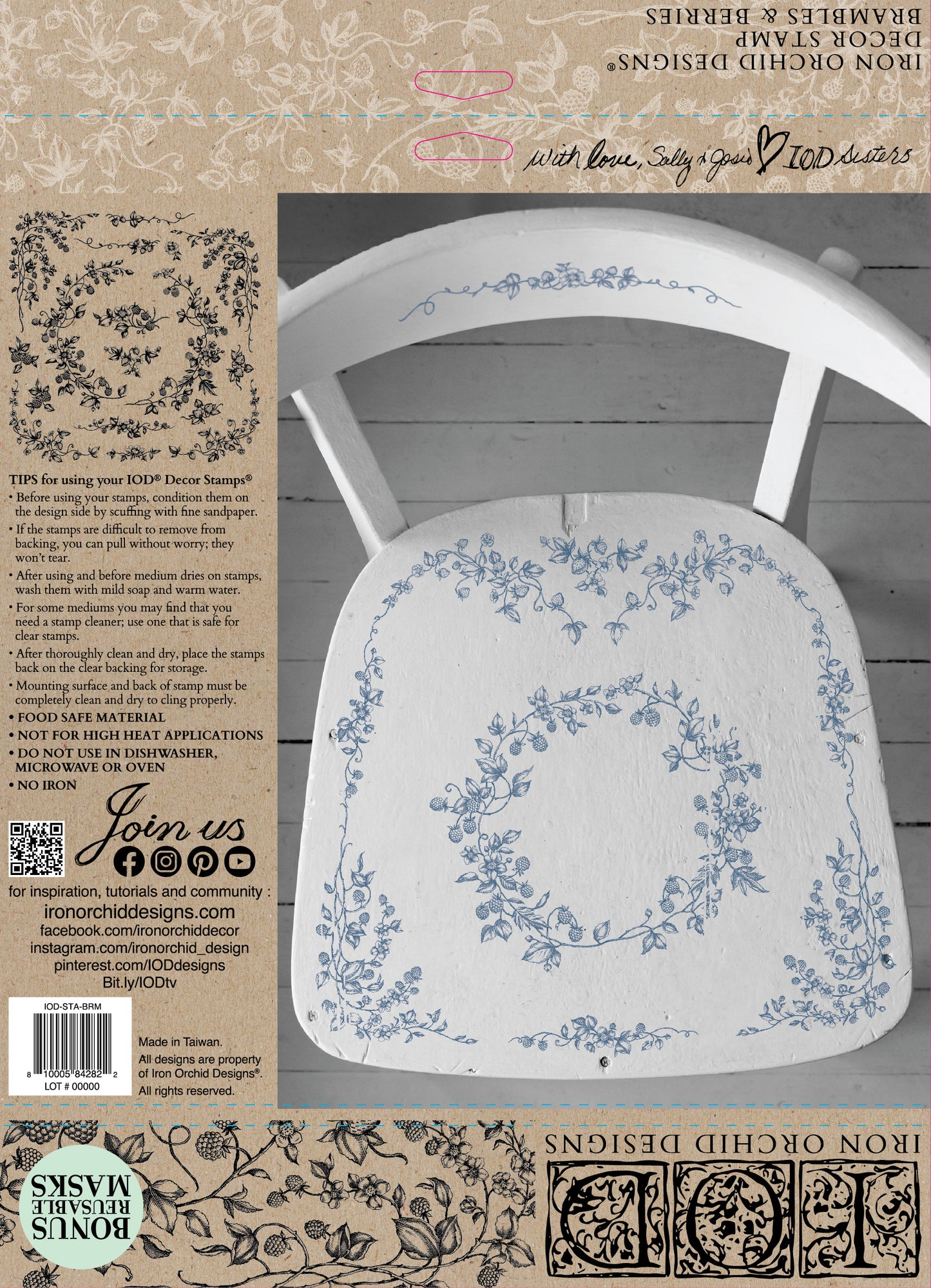 Brambles & Berries 12 X 12 IOD stamp - by Iron Orchid Designs - New Release