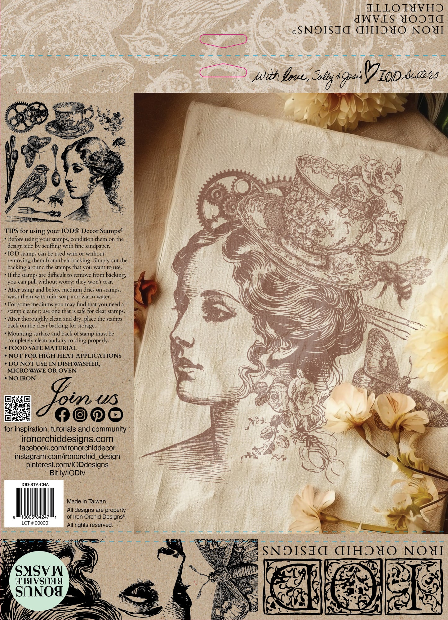 Charlotte 12 x 12 IOD stamp - by Iron Orchid Designs