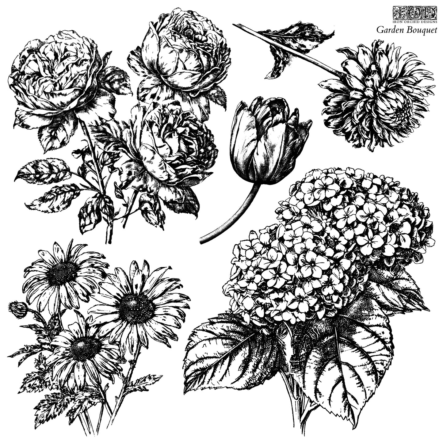 Garden Bouquet 12 x 12 IOD stamp - by Iron Orchid Designs