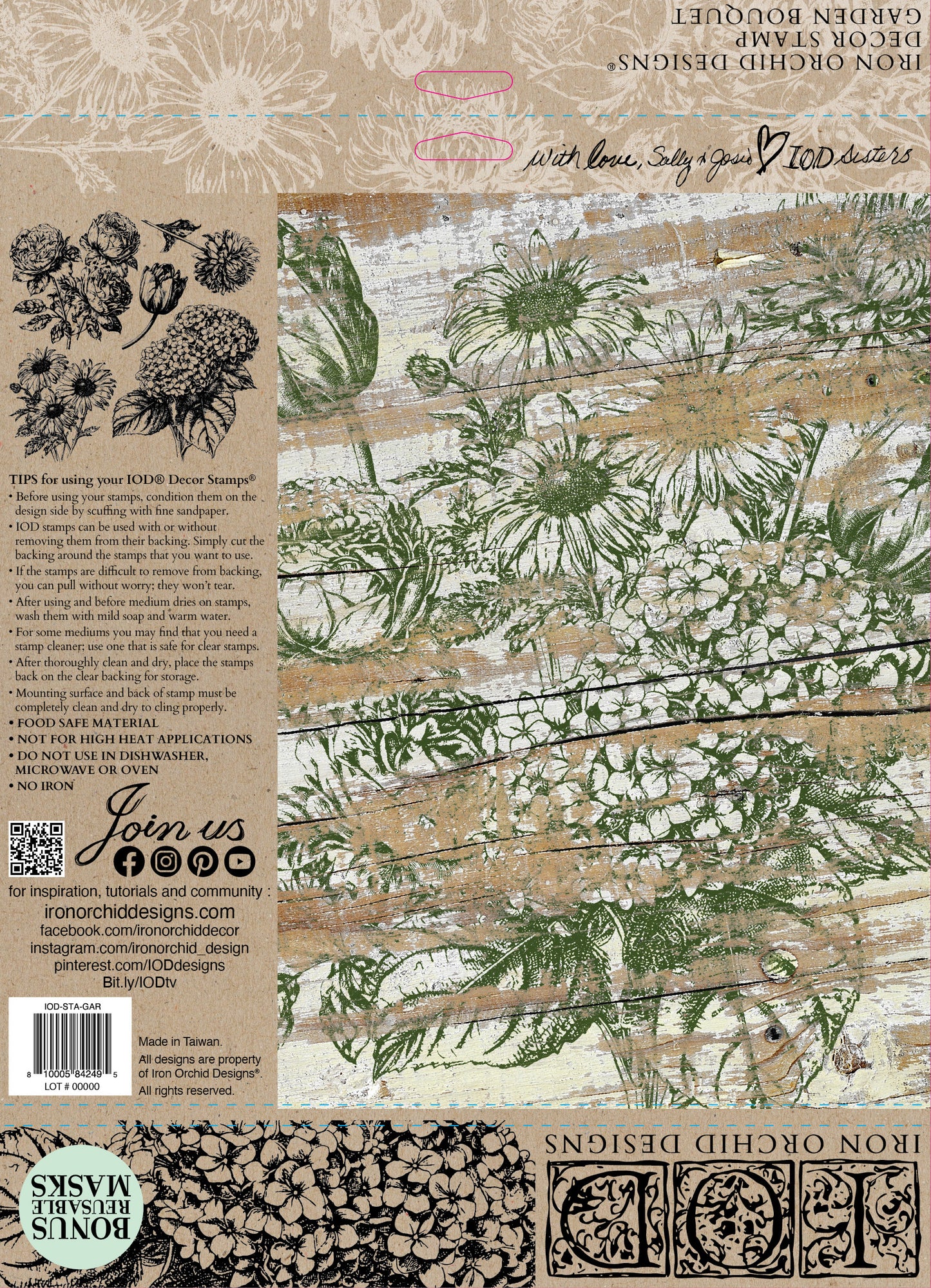 Garden Bouquet 12 x 12 IOD stamp - by Iron Orchid Designs