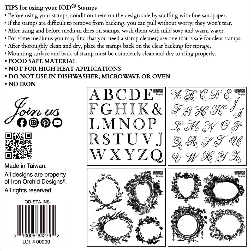 Insignia 6 x 6 IOD stamp 4 sheets - by Iron Orchid Designs - New Release