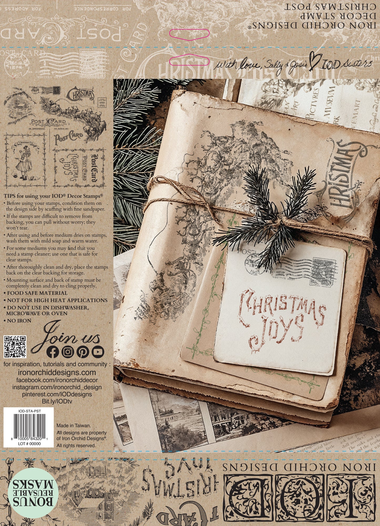 Christmas Post 12 x 12 IOD stamp - by Iron Orchid Designs - 2025 Limited Holiday Release