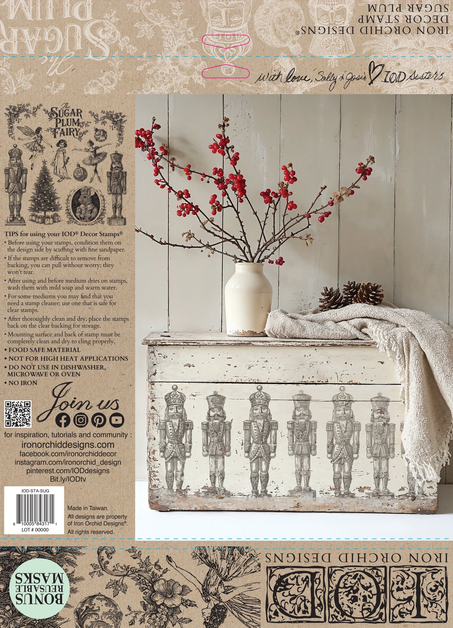 Sugar Plum 12 x 12 IOD stamp - by Iron Orchid Designs - 2025 Limited Holiday Release