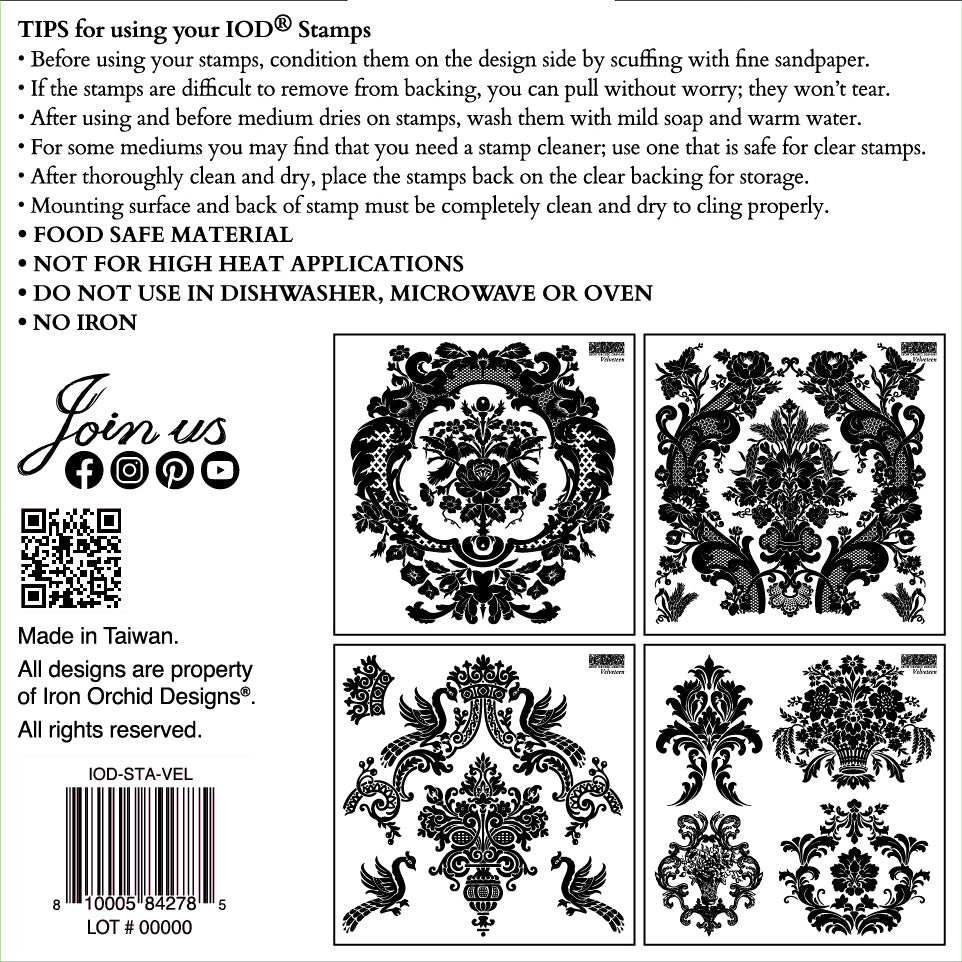 Velveteen 6 x 6 IOD stamp 4 sheets - by Iron Orchid Designs - New Release