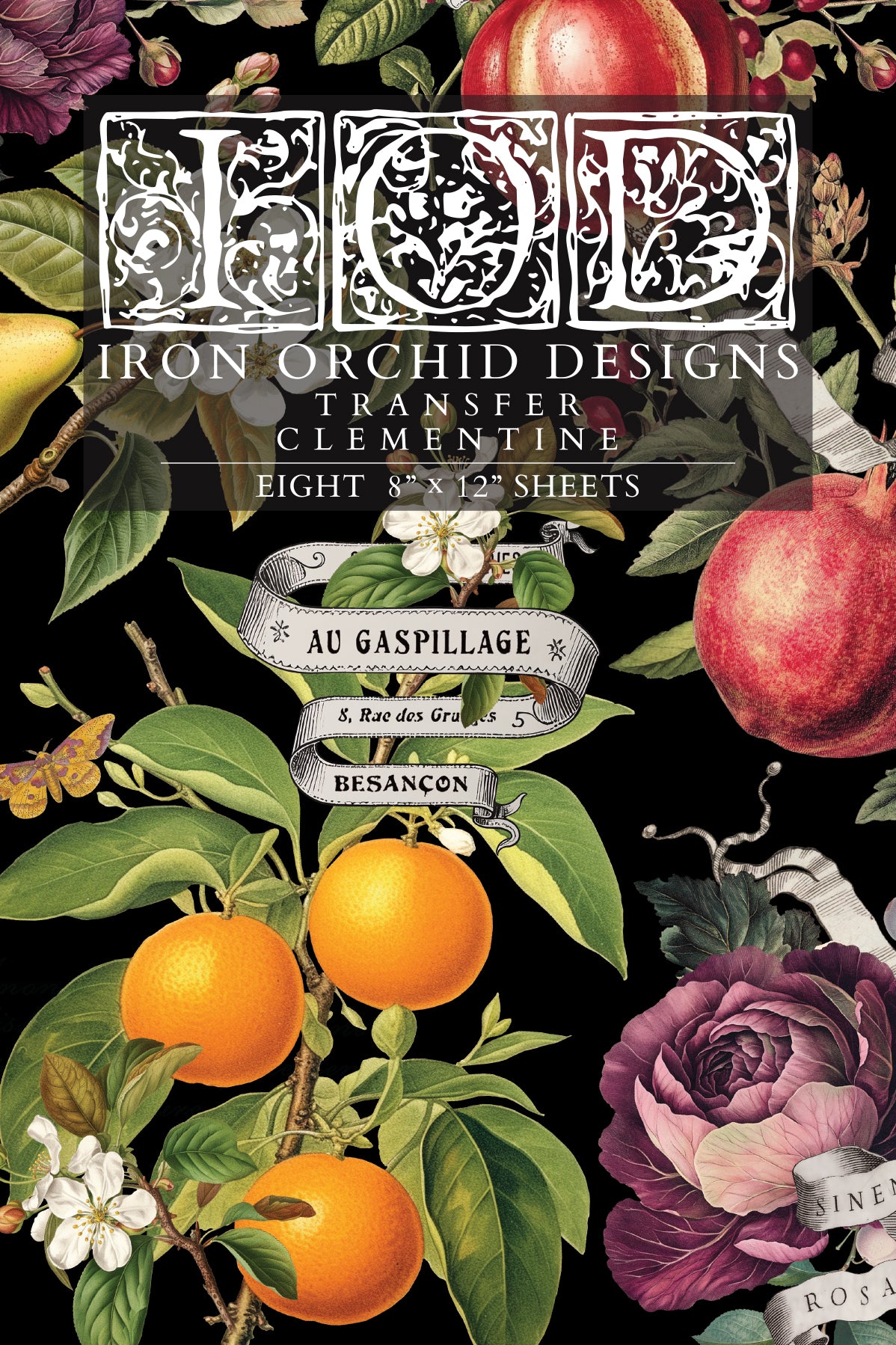 Clementine IOD Transfer Pad with (8) 8 x 12 Sheets by Iron Orchid Designs Rub-On Furniture Transfer Decal -2025 Limited Holiday Release