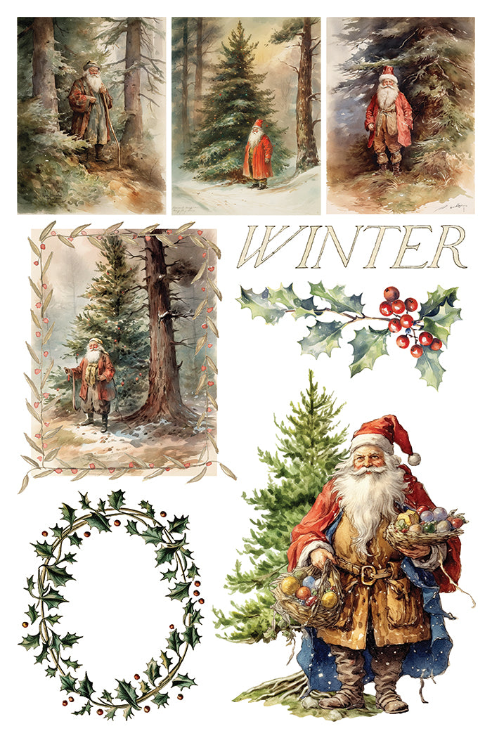 Santa’s Hollow IOD Transfer Pad with (8) 8 x 12 Sheets by Iron Orchid Designs Rub-On Furniture Transfer Decal - 2025 Limited Holiday Release