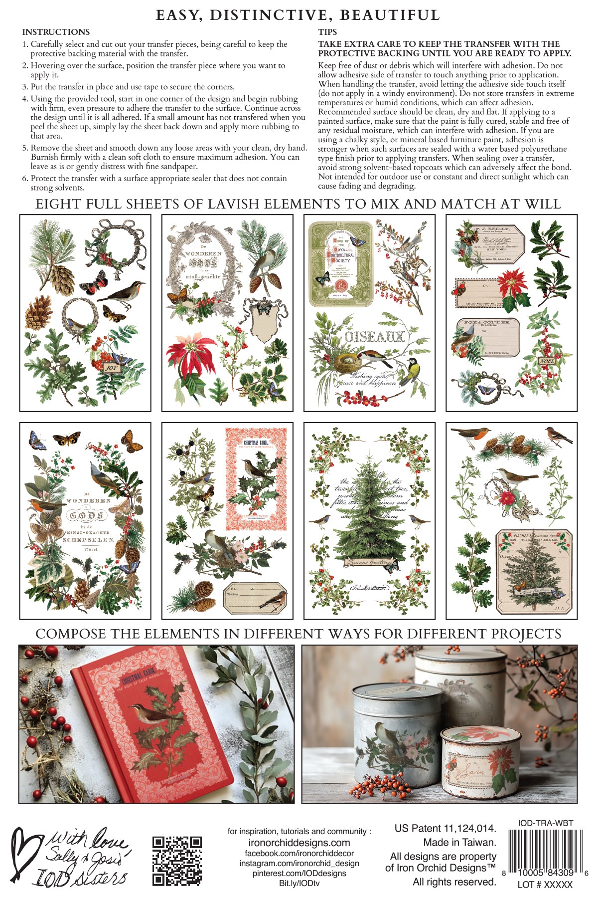 Winter Botanist IOD Transfer Pad with (8) 8 x 12 Sheets by Iron Orchid Designs Rub-On Furniture Transfer Decal 2025 Limited Holiday Release