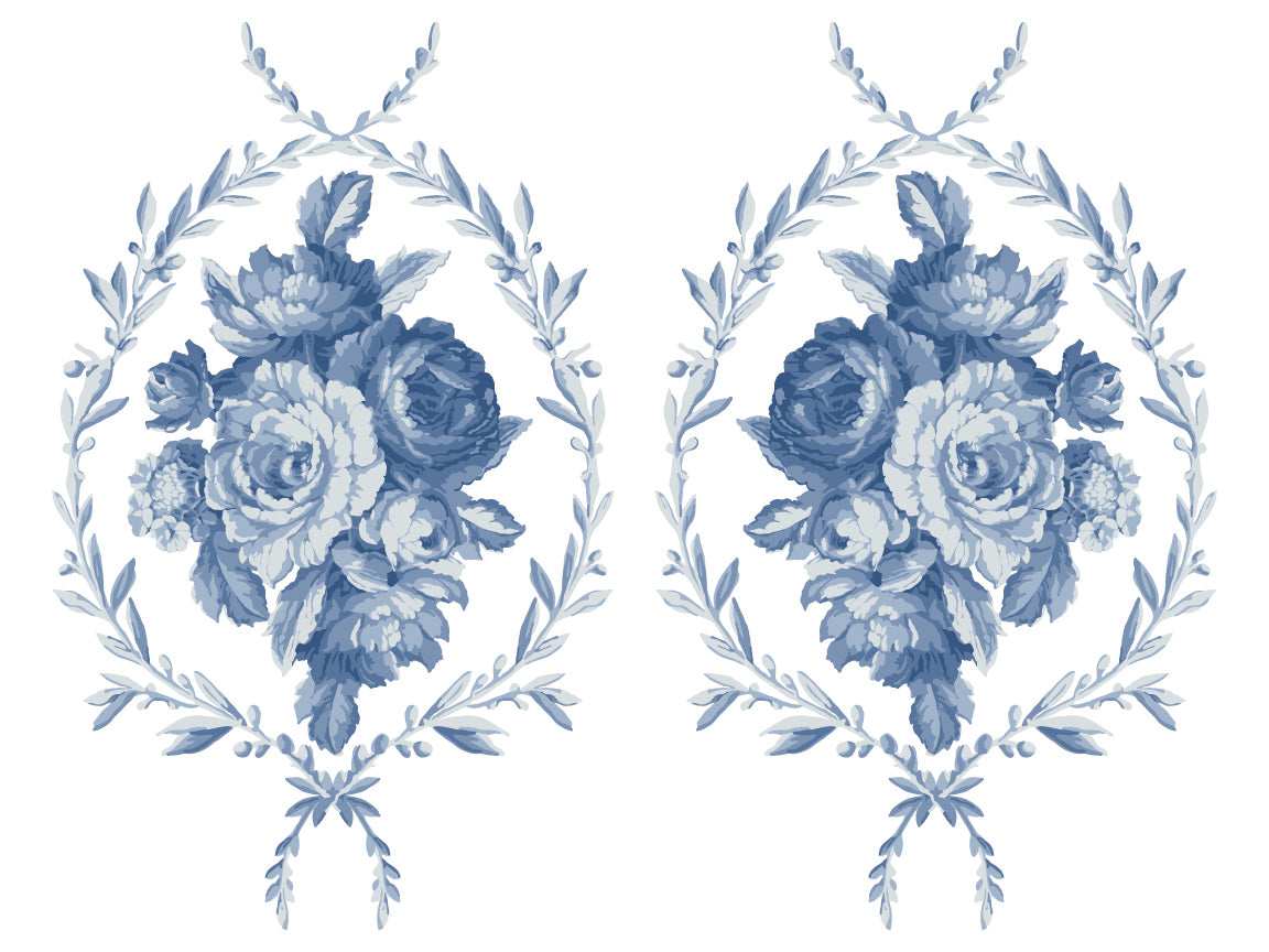 Trompe L' oeil Bleu IOD Paint Inlay by Iron Orchid Design (4) 12 X 16 Sheets - Limited Release