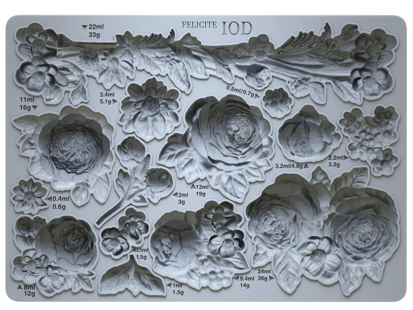 Felicite Mould IOD décor mould 5 x 7 - by Iron Orchid Designs
