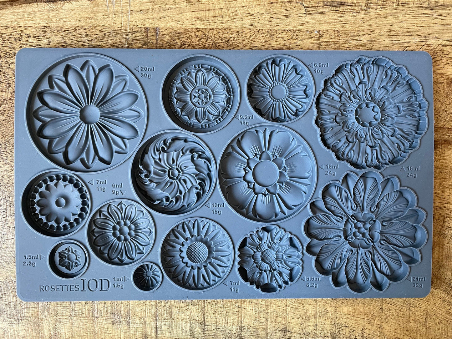 Rosettes IOD décor mould 6 x 10 - by Iron Orchid Designs