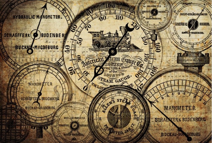 Roycycled Decoupage Paper | Grunge Meters 20" x 29" Sheet