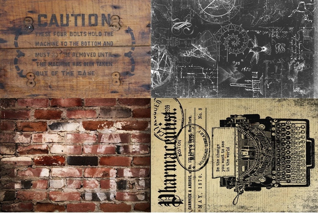 Roycycled Decoupage Paper | Industrial Project Blocks 20" x 29" Sheet