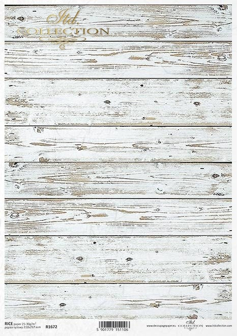 Shabby Chic white boards ITD Decoupage Rice Paper | Size A4 | 8.27x11.7 in | R1672