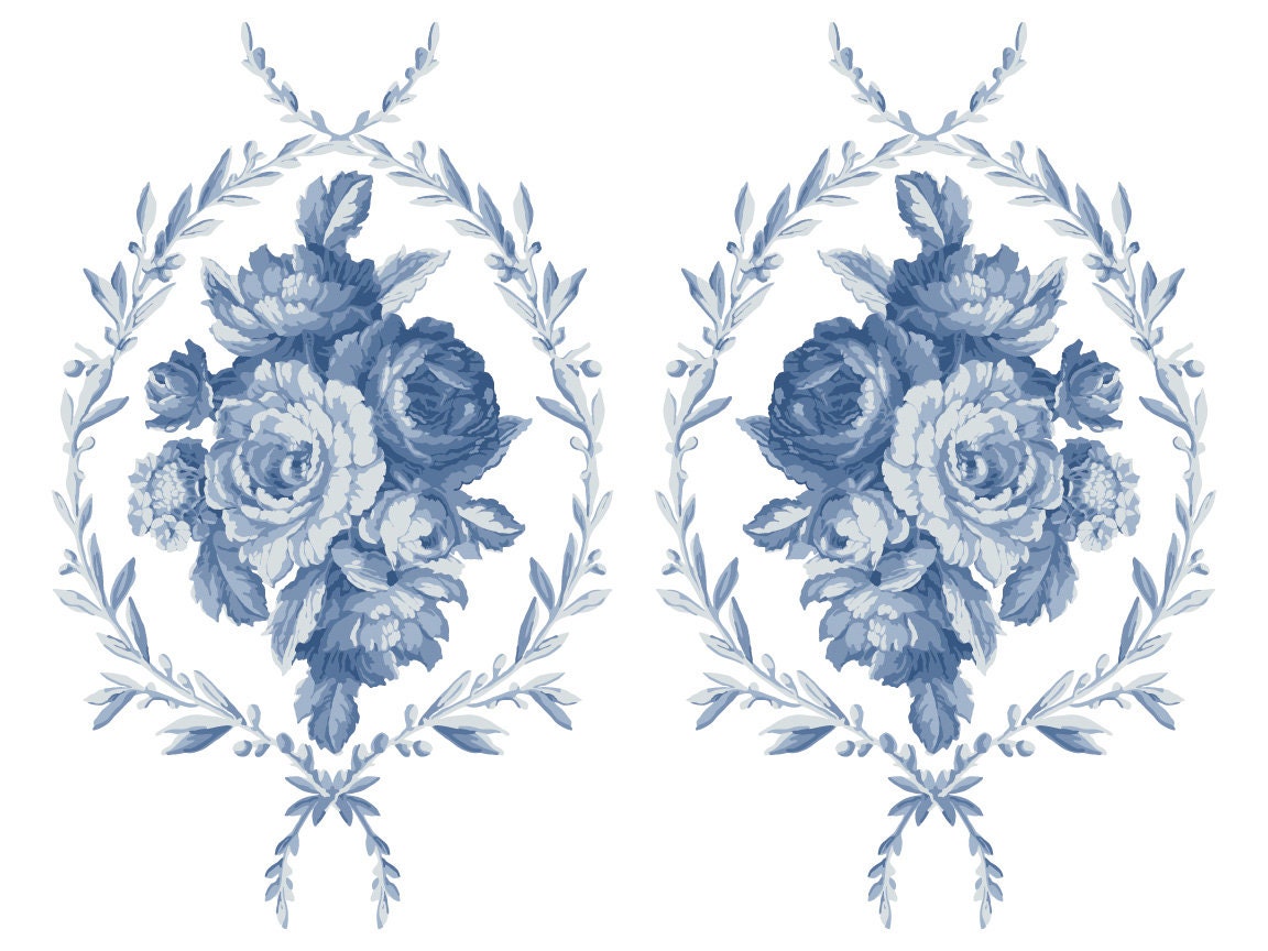 Trompe l'oeil Bleu IOD Paint Inlay by Iron Orchid Design (4) 12 X 16 Sheets - Limited Release
