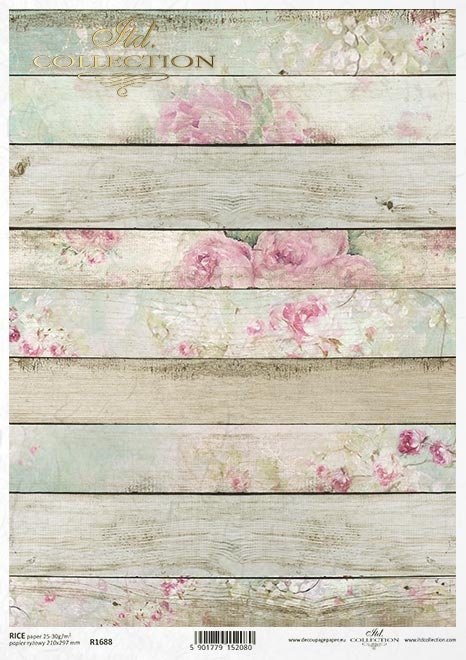 Shabby Chic planks sawn planks Vintage pink ITD Decoupage Rice Paper | Size A4 | 8.27x11.7 in | R1688