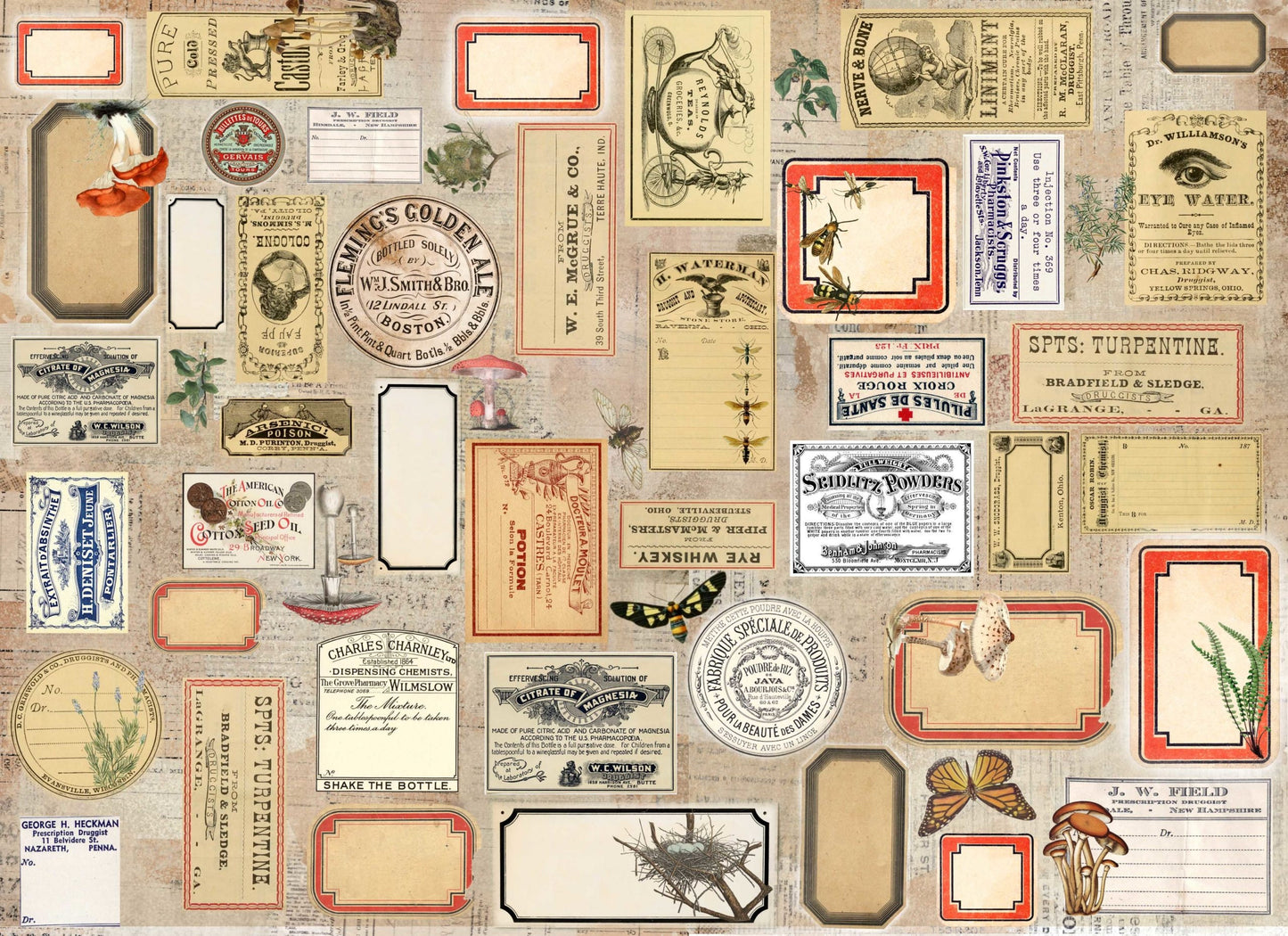 Roycycled Decoupage Paper | Label Masterboard 20" x 29" Sheet