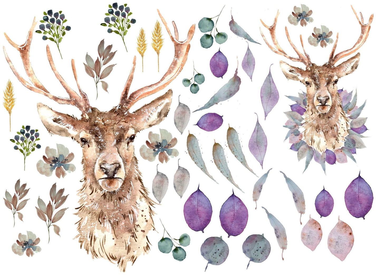 Roycycled Decoupage Paper | Winter Stag 20" x 29" Sheet