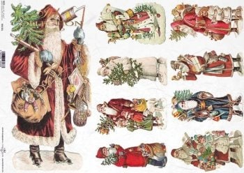 Vintage Santas ITD Decoupage Rice Paper | Size A3 | 16.5inch x 11.7inch | R0156L