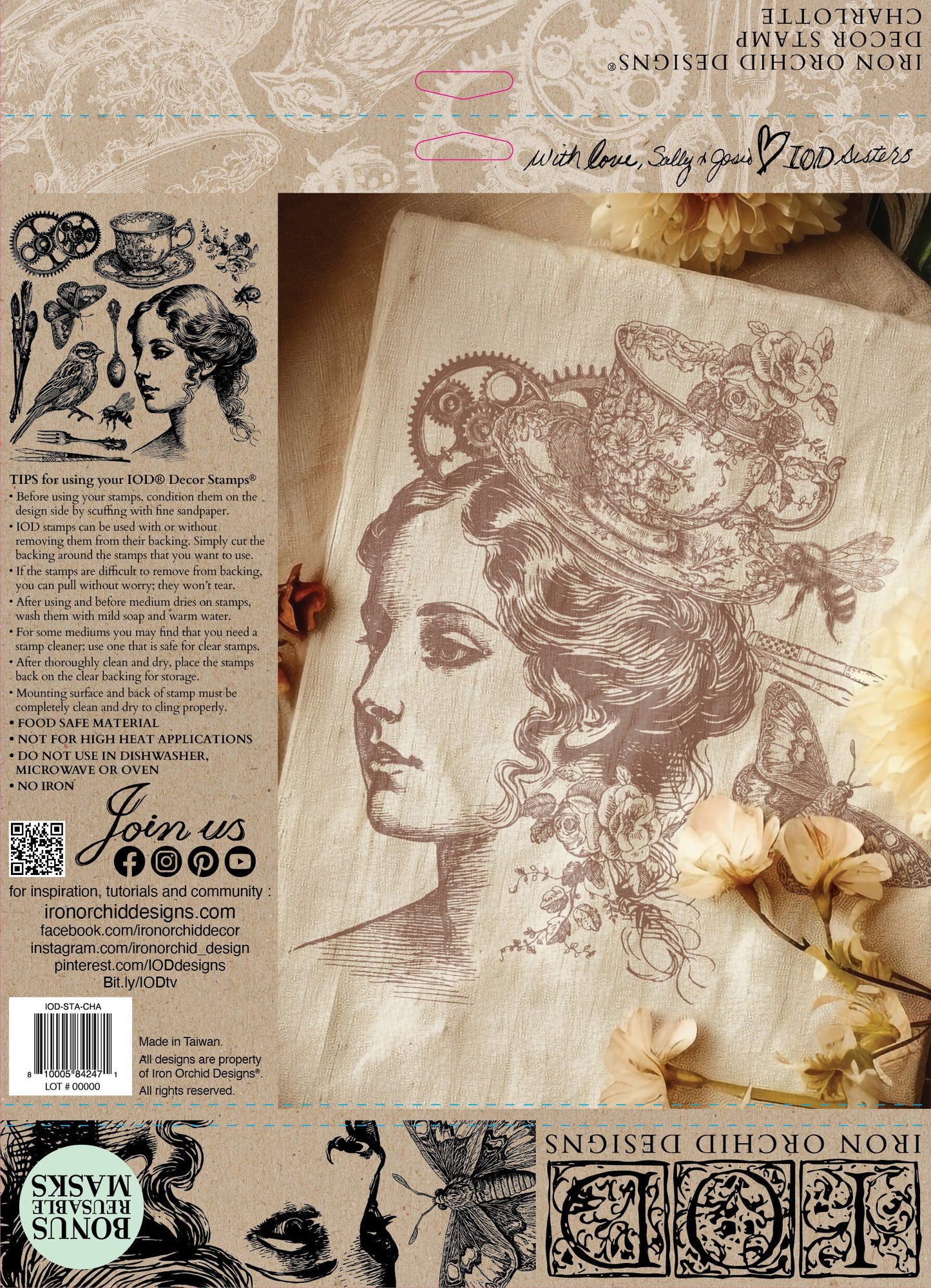 Charlotte 12 x 12 IOD stamp - by Iron Orchid Designs