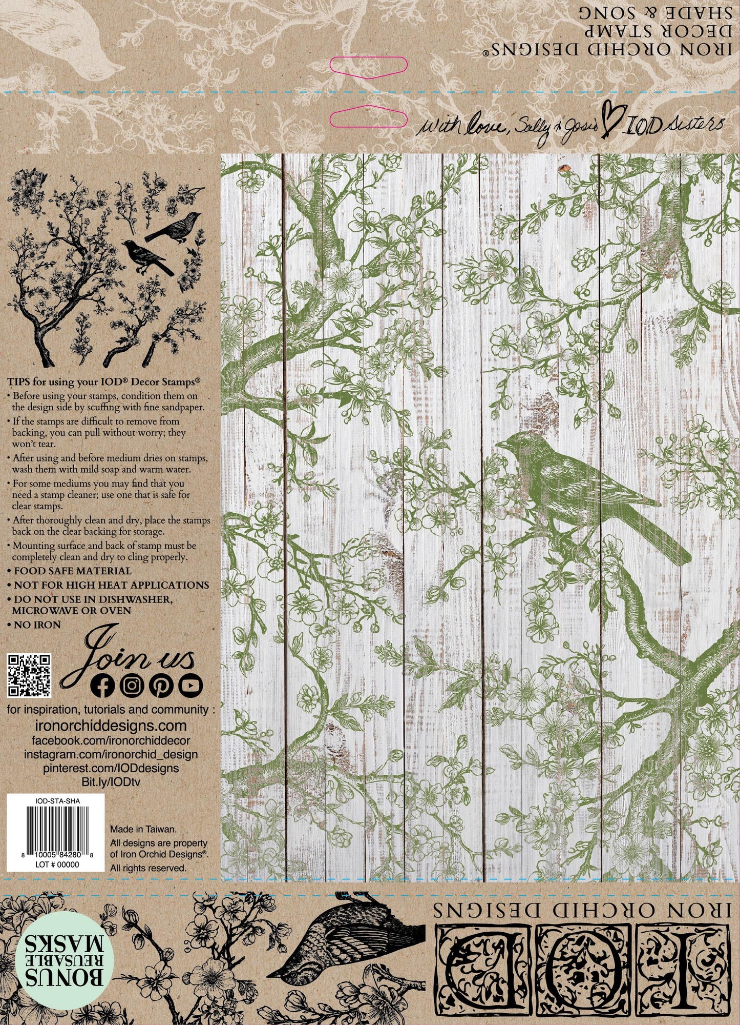 Shade & Song 12 X 12 IOD stamp - by Iron Orchid Designs