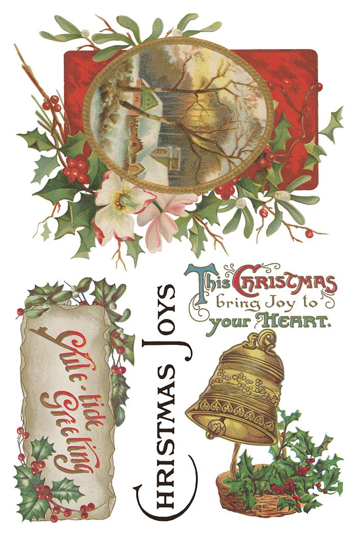 Christmas Joy IOD Transfer Pad with (8) 8 x 12 Sheets by Iron Orchid Designs Rub-On Furniture Transfer Decal - 2025 Limited Holiday Release